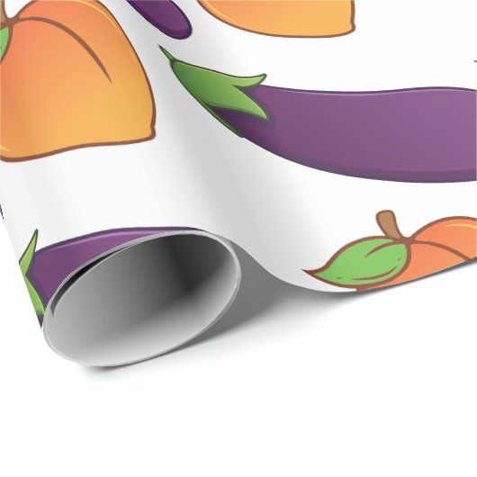 perzik en eierplant cadeaupapier (Rol Hoek)