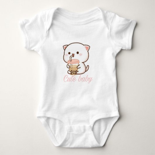 Perzik en Goma Mochi Cat Bubble Tea Romper (Voorkant)