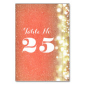 Perzik en goud glitter tafel nummer kaarten (Achterkant)