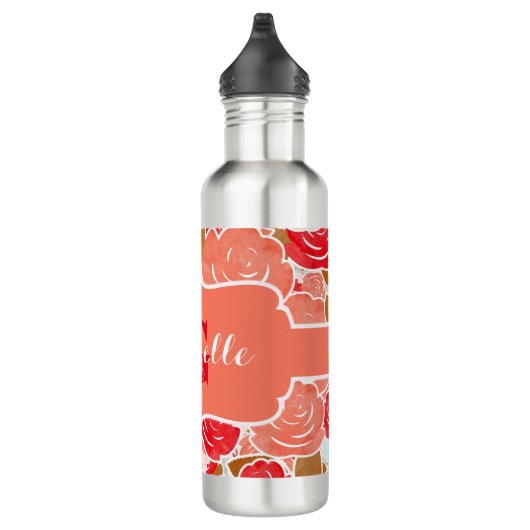 Perzik en goudWaterverf Rozen Florenz Monogram Waterfles (Rechts)