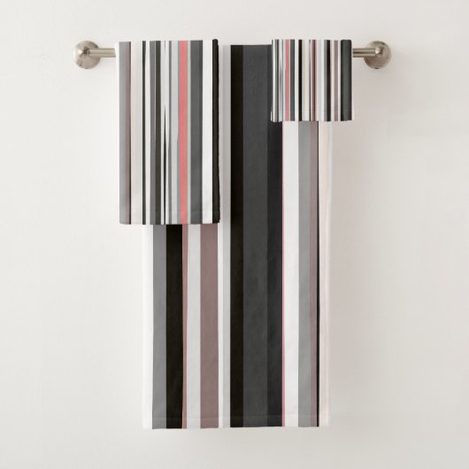 Perzik en Grijze Abstracte Strepen Bad Handdoek (Insitu)