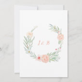 Perzik en Groen Bloemen Goud Sparkles Bruiloft Kaart (Achterkant)