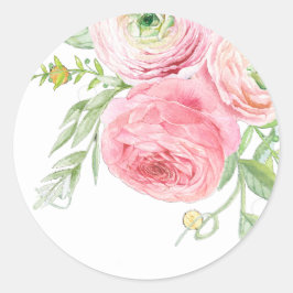 Perzik en groene bloem sticker