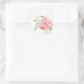 Perzik en groene bloemensticker ronde sticker (Tas)