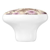 perzik en lavendelbloem keramische knop (Zijkant)