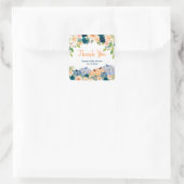 Perzik- en marinekleurige pompoenen bruidsdouche b vierkante sticker (Tas)