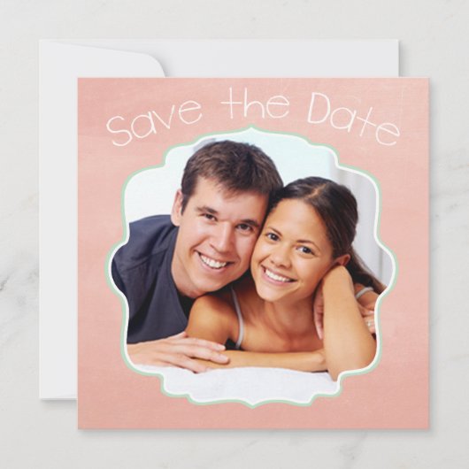 Perzik en Mint Foto Modern sparen de Datum Save The Date (Voorkant)