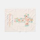 Perzik en Munt Waterverf Bloem Kruis Doop Fleece Deken (Voorkant (Horizontaal))