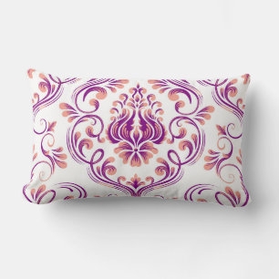 Perzik en Paarse Damask Floral Pattern Elegant Kussen