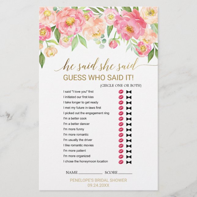 Perzik en Pink Peony "Hij zei dat ze zei dat ze sp (Voorkant)