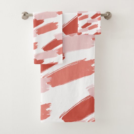 Perzik en Roze Abstract Kunstwerk Bad Handdoek (Insitu)