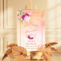 Perzik en roze Magnolia bruids thee Welkom