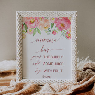 Perzik- en Roze Pioen Roze Gouden Mimosa Bar Bord Poster