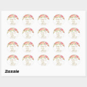 Perzik en Roze Pony Flowers Baby shower Favor Ronde Sticker (Vel)