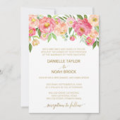 Perzik en roze pony Flowers Formele bruiloft Kaart (Voorkant)