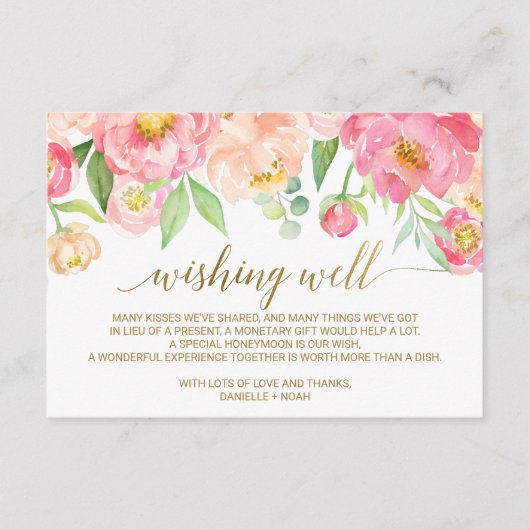 Perzik en roze pony Flowers Weddenschap goed Informatiekaartje (Voorkant)