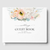 Perzik en Roze Waterverf Bloemen Bruiloft Gastenboek (Voorkant)