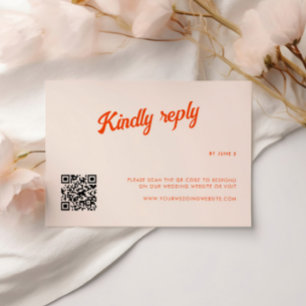 Perzik en Tangerine Retro Bruiloft RSVP Kaartje