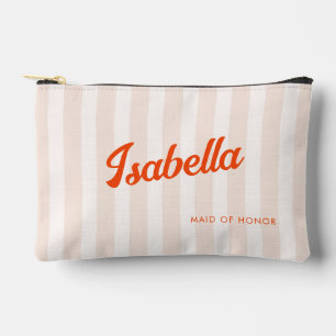 Perzik en Tangerine Retro Gestreepte Bruidsmeisje  Etui