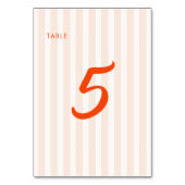 Perzik en Tangerine Retro Gestreepte Bruiloft Kaart (Voorkant)