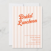 Perzik en Tangerine Retro Stripes Vrijgezellenfees Kaart (Voorkant)