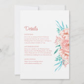 Perzik en Tosca Bloemen Bruiloft Details Kaart (Voorkant)