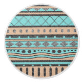 Perzik en turquoise Aztec ontwerp Keramische Knop (Voorkant)