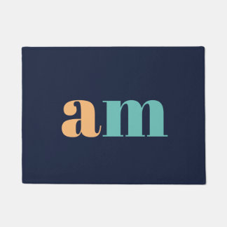Perzik en turquoise elegant monogram ontwerp deurmat