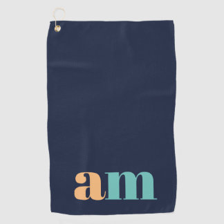 Perzik en turquoise elegant monogram ontwerp golfhanddoek