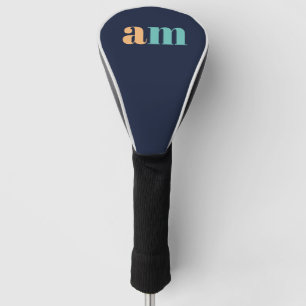 Perzik en turquoise elegant monogram ontwerp golfheadcover