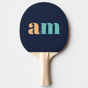 Perzik en turquoise elegant monogram ontwerp tafeltennisbatje