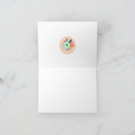 Perzik en wit gestreepte bedankkaart (Binnen)