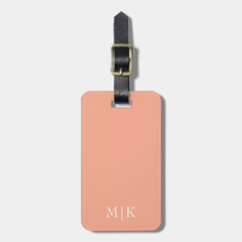 Perzik en wit | Modern monogram Bagagelabel