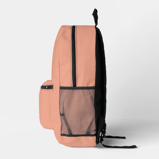 Perzik en wit | Modern monogram Bedrukte Rugzak (Rechts)