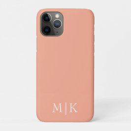 Perzik en wit | Modern monogram iPhone 11 Pro Hoesje