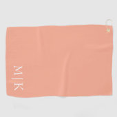 Perzik en wit | Modern monogram Golfhanddoek (Horizontaal)