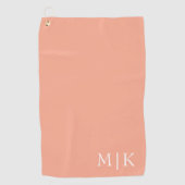Perzik en wit | Modern monogram Golfhanddoek (Voorkant)