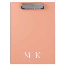 Perzik en wit | Modern monogram Klembord