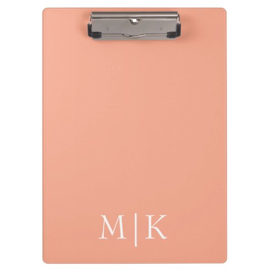 Perzik en wit | Modern monogram Klembord (Voorkant)