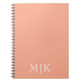 Perzik en wit | Modern monogram Notitieboek