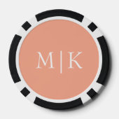 Perzik en wit | Modern monogram Poker Chips (Achterkant)