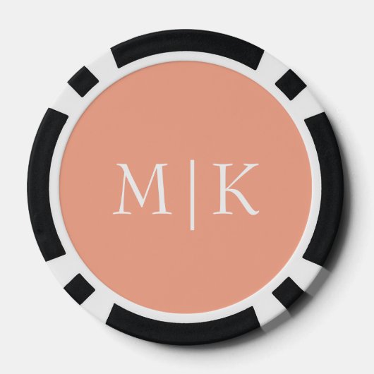 Perzik en wit | Modern monogram Poker Chips (Achterkant)