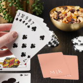 Perzik en wit | Modern monogram Pokerkaarten (Insitu)