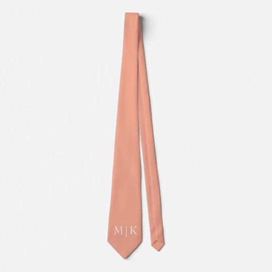 Perzik en wit | Modern monogram Stropdas (Voorkant)
