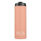 Perzik en wit | Modern monogram Thermosbeker (Voorkant)