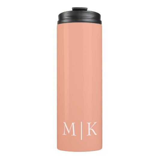 Perzik en wit | Modern monogram Thermosbeker (Voorkant)