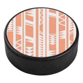 Perzik en wit tribal print patroon hockey puck