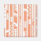 Perzik en wit tribal print patroon magneet (Voorkant)