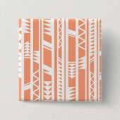 Perzik en wit tribal print patroon vierkante button 5,1 cm (Voorkant)