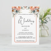 Perzik en witte bloemen kaart (Staand voorkant)